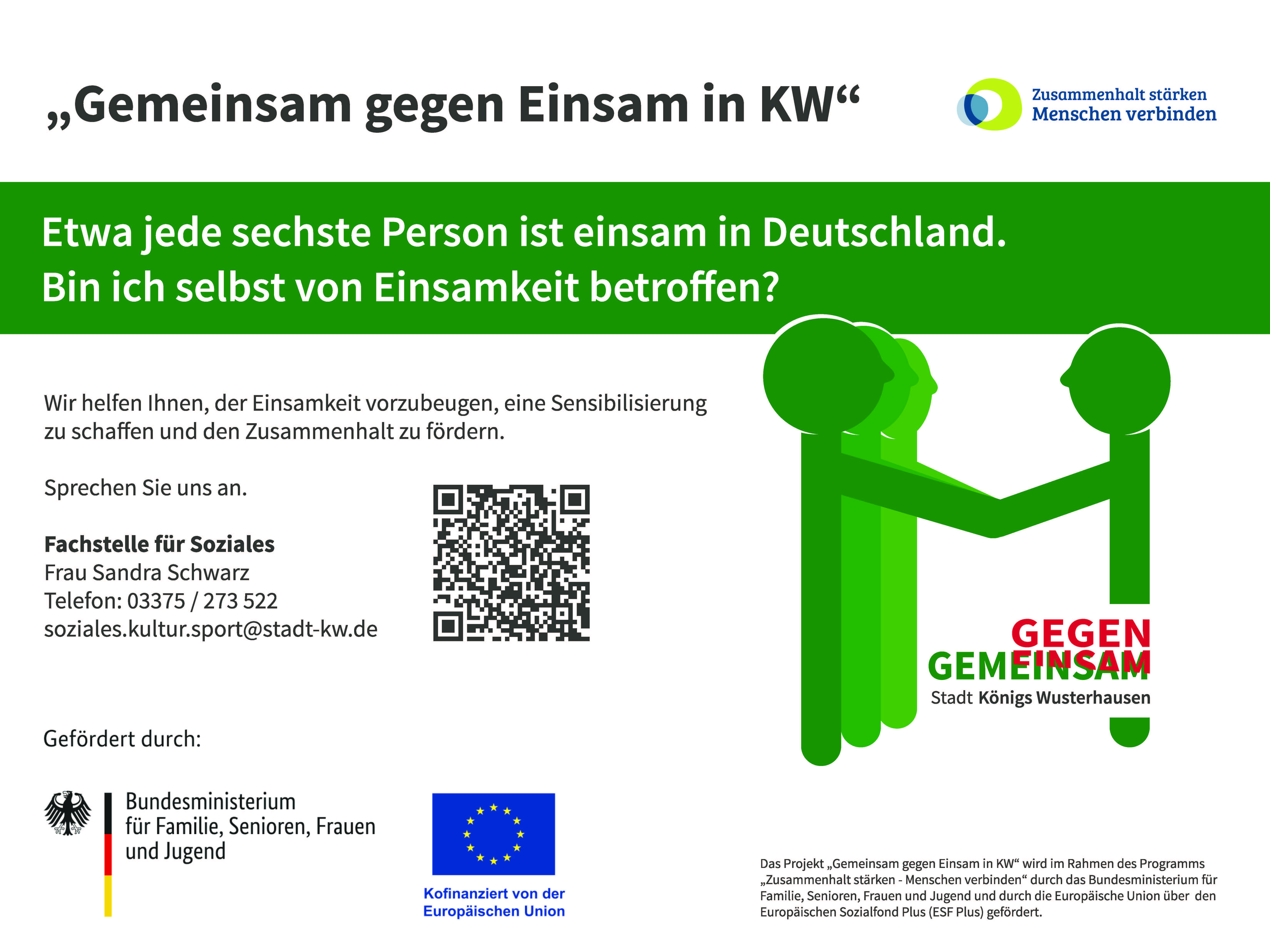 Plakat_Gemeinsam%20gegen%20einsam%20in%20KW Wohnungsgenossenschaft Königs Wusterhausen eG – Gemeinsam gegen Einsam in KW