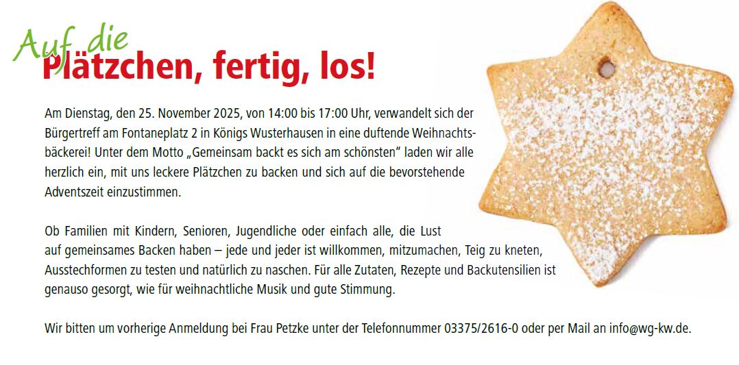 Platzchen%20backen Wohnungsgenossenschaft Königs Wusterhausen eG – Neuigkeiten Übersicht